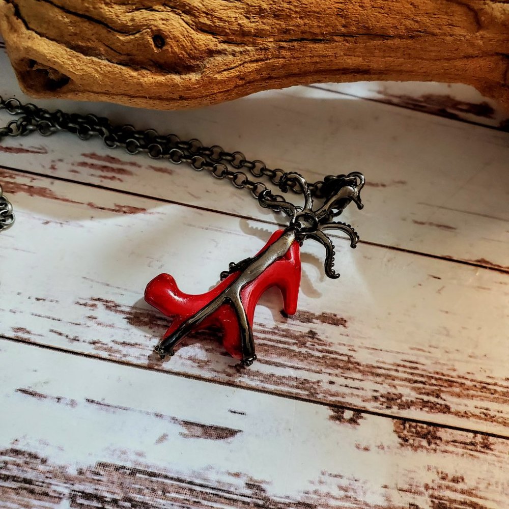 Antique Red Coral Seascape Necklace - Picture 5 of 5